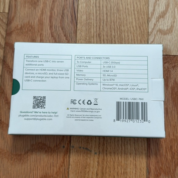 Plugable USB-C Hub 7-in-1, Driverless USB C Hub - Picture 9 of 9